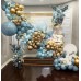 Dusty Blue Balloon Arch Kit, Dusty Light Blue Balloons Arch Kit With Metallic Gold Sand White Gold Confetti Balloons for Wedding Bridal Shower Boy Birthday Party Decorations