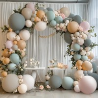 Dusty Green Nude Pink Balloons Arch Kit, Double Stuffed Pastel Balloon Arch Dark Light Green Blush Nude Cream White Sand Tan Pink Balloons for Wedding Birthday Party Woodland Decorations