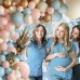 Gender Reveal Balloon Arch Kit, 144PCS Dusty Pink and Blue Balloons Chrome Gold Sand White Balloons for Gender Reveal Boho Bachelorette Birthday Wedding Bridal Bear Theme Decorations