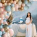 Gender Reveal Balloon Arch Kit, 144PCS Dusty Pink and Blue Balloons Chrome Gold Sand White Balloons for Gender Reveal Boho Bachelorette Birthday Wedding Bridal Bear Theme Decorations