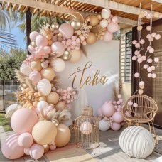 Dusty Pink White Nude Balloon Arch Kit, Pink and Gold Balloons With White Nude Champagne Gold Balloons for Boho Engagement Wedding Bridal Shower Birthday Birthday Decorations