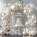 Pearl White Balloons Arch Kit, Double Stuffed White Sand Beige Ivory Balloons Pastel White Bobo Balloons Arch Kit for Wedding Birthday Party Engagement Decorations