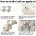 Pearl White Balloons Arch Kit, Double Stuffed White Sand Beige Ivory Balloons Pastel White Bobo Balloons Arch Kit for Wedding Birthday Party Engagement Decorations
