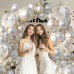 Pearl White Balloons Arch Kit, Double Stuffed White Sand Beige Ivory Balloons Pastel White Bobo Balloons Arch Kit for Wedding Birthday Party Engagement Decorations