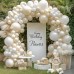 Pearl White Balloons Arch Kit, Double Stuffed White Sand Beige Ivory Balloons Pastel White Bobo Balloons Arch Kit for Wedding Birthday Party Engagement Decorations