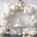 Pearl White Balloons Arch Kit, Double Stuffed White Sand Beige Ivory Balloons Pastel White Bobo Balloons Arch Kit for Wedding Birthday Party Engagement Decorations