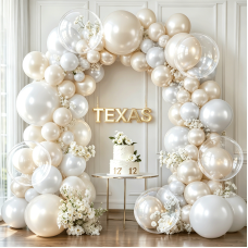 Pearl White Balloons Arch Kit, Double Stuffed White Sand Beige Ivory Balloons Pastel White Bobo Balloons Arch Kit for Wedding Birthday Party Engagement Decorations Pearl White Balloons Arch Kit, Double Stuffed White Sand Beige Ivory Balloons Pastel White Bobo Balloons Arch Kit for Wedding Birthday Party Engagement Decorations