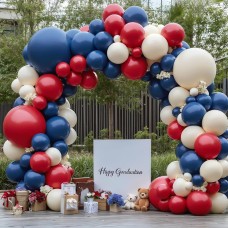 Red White Blue Balloons Arch Kit, Double Stuffed Dark Ruby Red Navy Blue Ivory White Balloons Garland for Patriotic Baseball Graduation Nautical Birthday Party Decoration Red White Blue Balloons Arch Kit, Double Stuffed Dark Ruby Red Navy Blue Ivory White Balloons Garland for Patriotic Baseball Graduation Nautical Birthday Party Decoration