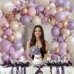 Purple Pink Beige Balloons Arch Kit, Double Stuffed Purple and Pink Balloon Garland with White Sand Lavender Rose Metallic Gold Balloons for Weddings Birthdays Party Decoration