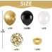 Black Gold White Balloons Set, Include 50pcs12inch Matte White Black Metallic Gold Confetti Latex Balloons with Gold Ribbons for Birthday Graduation New Years Retirement Party Decorations