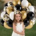 Black Gold White Balloons Set, Include 50pcs12inch Matte White Black Metallic Gold Confetti Latex Balloons with Gold Ribbons for Birthday Graduation New Years Retirement Party Decorations