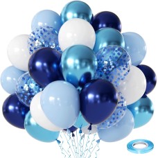Navy Blue White Balloons Set, Include 50pcs 12inch Metallic Blue Balloons and Pastel Dark Light Blue White Latex Balloons with Blue Confetti Balloon for Birthday Party Wedding Decorations. Navy Blue White Balloons Set, Include 50pcs 12inch Metallic Blue Balloons and Pastel Dark Light Blue White Latex Balloons with Blue Confetti Balloon for Birthday Party Wedding Decorations.