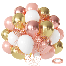 Rose Gold Confetti White Balloons Set, Include 50pcs Rose Metallic Balloons and White Rose Gold Confetti Latex Balloon with Rose Gold Ribbons for Birthday Party Wedding Bridal Shower Decorations Rose Gold Confetti White Balloons Set, Include 50pcs Rose Metallic Balloons and White Rose Gold Confetti Latex Balloon with Rose Gold Ribbons for Birthday Party Wedding Bridal Shower Decorations