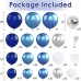 Blue White Silver Balloons Arch Kit, Navy Blue and White Balloons with Metallic Dark Light Blue Silver Conftti Balloons Garland for Graduation Birthday Party Bridal Shower Anniversary Decoration