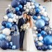 Blue White Silver Balloons Arch Kit, Navy Blue and White Balloons with Metallic Dark Light Blue Silver Conftti Balloons Garland for Graduation Birthday Party Bridal Shower Anniversary Decoration