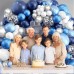 Blue White Silver Balloons Arch Kit, Navy Blue and White Balloons with Metallic Dark Light Blue Silver Conftti Balloons Garland for Graduation Birthday Party Bridal Shower Anniversary Decoration