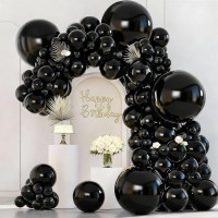 Black Balloon Arch Kit, 133pcs Latex Balloons in 36in,18in,12in,10in,5in Different Size Black Balloons with Set for Birthday Halloween Wedding New Year’s Decorations