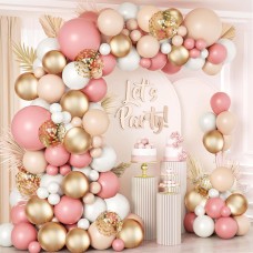 Dusty Pink Blush Balloon Arch Kit, Retro Pink Nude Matte White Metallic Gold Balloons and Gold Confetti Balloons for Boho Engagement Wedding Bridal Shower Birthday Decorations Dusty Pink Blush Balloon Arch Kit, Retro Pink Nude Matte White Metallic Gold Balloons and Gold Confetti Balloons for Boho Engagement Wedding Bridal Shower Birthday Decorations
