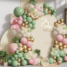 Sage Green Pink Balloon Arch Kit, Olive Green Light Pink Sand White Blush Metallic Gold Balloons with Gold Confetti Balloons for Girl Birthday Woodland Jungle Safari Decorations Sage Green Pink Balloon Arch Kit, Olive Green Light Pink Sand White Blush Metallic Gold Balloons with Gold Confetti Balloons for Girl Birthday Woodland Jungle Safari Decorations