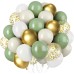 Sage Green White Gold Balloons, 50pcs Olive Green Gold Metallic Sand White Balloons with Gold Confetti Balloons for Wedding Bridal Shower Safari Birthday Party Decorations Sage Green White Gold Balloons, 50pcs Olive Green Gold Metallic Sand White Balloons with Gold Confetti Balloons for Wedding Bridal Shower Safari Birthday Party Decorations