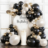 Black Gold Balloon Arch Kit, Double Stuffed 129 Pcs Black and Gold Balloons Garland with Chrome Gold Pearl White and Black Balloons for Wedding Birthday Company Event New Year's party Party Decoration Black Gold Balloon Arch Kit, Double Stuffed 129 Pcs Black and Gold Balloons Garland with Chrome Gold Pearl White and Black Balloons for Wedding Birthday Company Event New Year's party Party Decoration