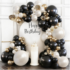 Black Gold Balloon Arch Kit, Double Stuffed 129 Pcs Black and Gold Balloons Garland with Chrome Gold Pearl White and Black Balloons for Wedding Birthday Company Event New Year's party Party Decoration Black Gold Balloon Arch Kit, Double Stuffed 129 Pcs Black and Gold Balloons Garland with Chrome Gold Pearl White and Black Balloons for Wedding Birthday Company Event New Year's party Party Decoration