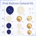 Blue and Gold Balloons Arch Kit, Navy Dark Blue Latex Balloon Arch Kit with Chrome Gold Sand White Balloons Garland and Gold Confetti Balloons for Wedding Birthday Bridal Shower Party Decoration