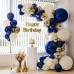 Blue and Gold Balloons Arch Kit, Navy Dark Blue Latex Balloon Arch Kit with Chrome Gold Sand White Balloons Garland and Gold Confetti Balloons for Wedding Birthday Bridal Shower Party Decoration