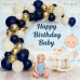 Blue and Gold Balloons Arch Kit, Navy Dark Blue Latex Balloon Arch Kit with Chrome Gold Sand White Balloons Garland and Gold Confetti Balloons for Wedding Birthday Bridal Shower Party Decoration