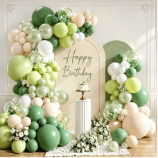 Blocesa Sage Green White Balloons Arch Kit Double Stuffed, Party Decor. | Olive/Sage Green Pearl Green White Beige Confetti Balloons. for Birthday Baby...