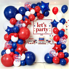 Red White and Blue Balloons Arch Kit Star/Confetti, Patriotic Decor Red White and Blue Balloons Arch Kit Star/Confetti, Patriotic Decor