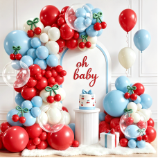 Blocesa Cherry Red White and Blue Balloons Arch Kit, Cherry Party Decor. Blocesa Cherry Red White and Blue Balloons Arch Kit, Cherry Party Decor.