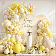 Yellow and White Balloons Arch Kit Double Stuffed,Party Decor. | Light Pastel Pearl Yellow White Sand Confetti Balloons Latex, for Baby Shower Birthday Wedding Lemon Summer Decoration. Yellow and White Balloons Arch Kit Double Stuffed,Party Decor. | Light Pastel Pearl Yellow White Sand Confetti Balloons Latex, for Baby Shower Birthday Wedding Lemon Summer Decoration.